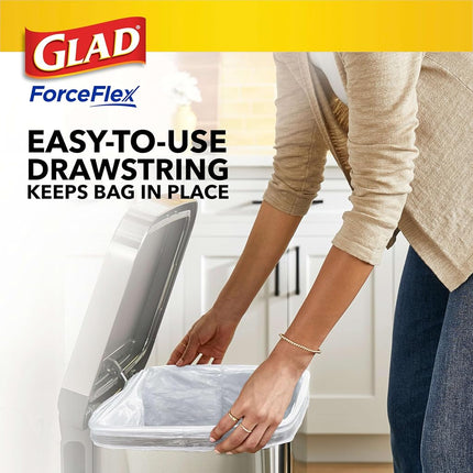 Glad Tall Kitchen Drawstring Trash Bags - OdorShield 13 Gallon White Trash Bag, Febreze Fresh Clean - 110 Count