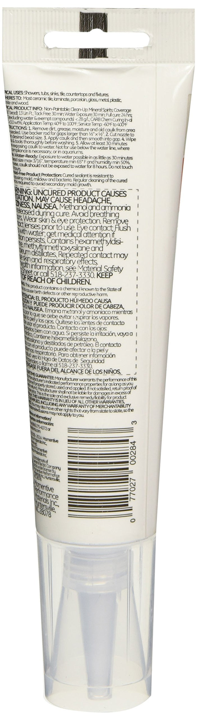 GE GE284 Silicona 2+ para cocina y baño, 2.8 oz. Exprimible Transparente