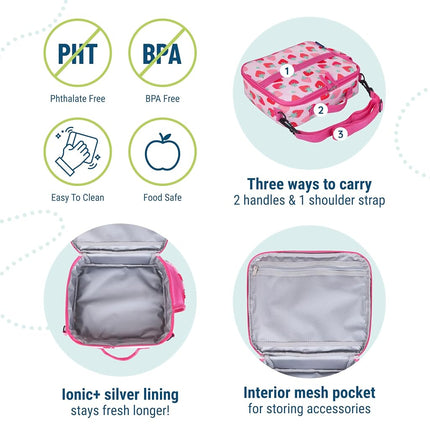 Wildkin Kids ECO rPET Insulated Lunch Box – Keeps Food Hot or Cold, Easy-Clean Lining, Mesh Pockets & BPA-Free – Boys & Girls, Ideal for School, Travel & Daycare – Strawberry Patch