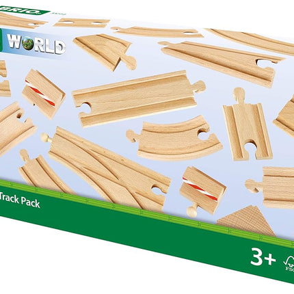 BRIO World 50 Piece Train Track Pack for Kids Age 3 Years Up - Wooden Railway Accessories and Add Ons