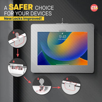 Locking iPad Wall Mount - CTA Anti-Theft Locking Tablet Enclosure for iPad 10.9" 10th Gen - A16 - Air 11 - Pro 11 Inch - 7/8/9 Gen - 10th Gen 10.2" - Pro 11" - Galaxy Tabs - (PAD-PARAWS)