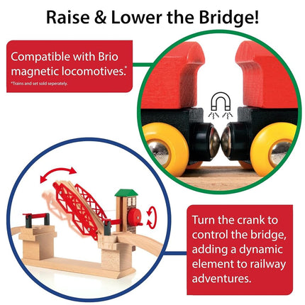 BRIO World 33757 - Lifting Bridge Wooden Train Accessory 3 Pieces Railway Expansion for Kids Ages 3+