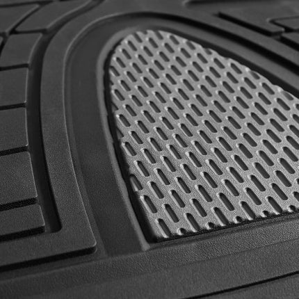 FH Group Automotive Floor Mats - Heavy-Duty Rubber Floor Mats for Cars, Universal Fit Full Set, Climaproof Floor Mats, Trimmable Floor Mats for Most Sedan, SUV, Truck Floor Mats Gray Black