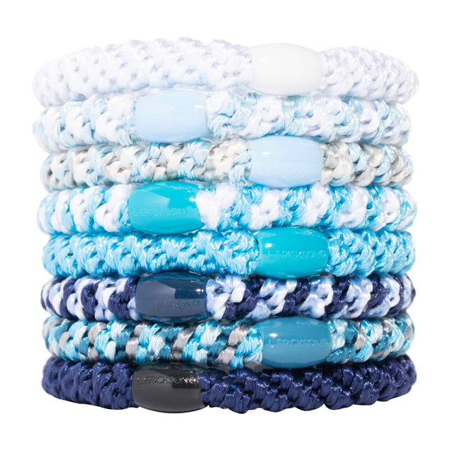 Blue and White Hair Ties for Thick Hair, Grab & Go