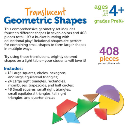 Learning Resources Bucket of Translucent Shapes