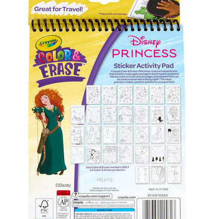 Crayola Disney Princess Sticker Activity Pad, 12 Princess Coloring Pages, 100+ Stickers, Travel Activity, Princess Toys, Toddler Gifts