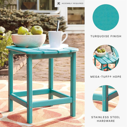 Ashley Furniture Signature Design - Sundown Treasure Outdoor End Table - Hard Plastic - Slat Top - Turquoise