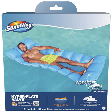 Swimways Comfort Cloud Pool Lounger with Fast Inflation & Headrest Pillow, Oversized Inflatable Pool Floats for Adults