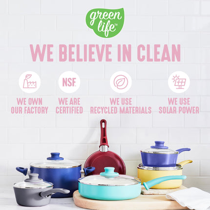 GreenLife Soft Grip 8-Piece Cookware Set, Healthy Ceramic Nonstick Pots, Frying & Sauce Pans, PFAS & PFOA Free, Dishwasher Safe, Even Heating, Versatile Kitchen Essentials, Soft Pink
