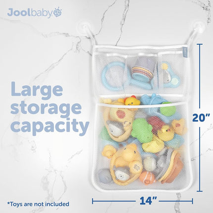 Jool Baby Bath Toy Storage Bag - Mesh Holder for Kids Bath Toys - Wall Suctions, Machine Washable
