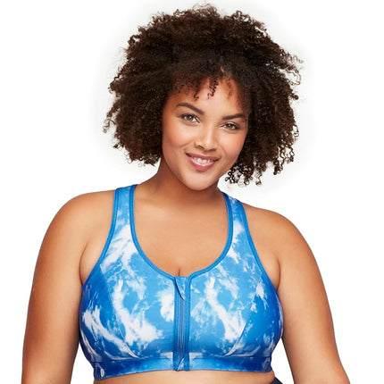 Glamorise Zip Up Front-Closure Sports Wirefree Bra 9266 (Women's & Women's Plus)