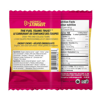 Honey Stinger Organic Fruit Smoothie Energy Chew | Gluten Free & Caffeine Free | for Exercise, Running and Performance | Sports Nutrition for Home & Gym, Pre and Mid Workout | 12 Pack, 50g