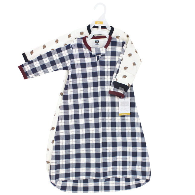Hudson Baby Unisex Baby Cotton Long-Sleeve Wearable Sleeping Bag, Sack, Blanket, Football, 18-24 Months