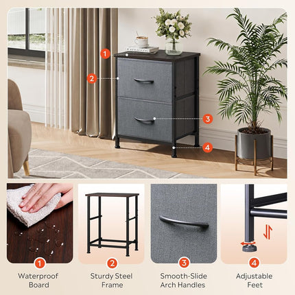 WLIVE 2 Drawer Nightstands Storage Organizer Unit For Bedroom, Nursery, Closet, Entryway