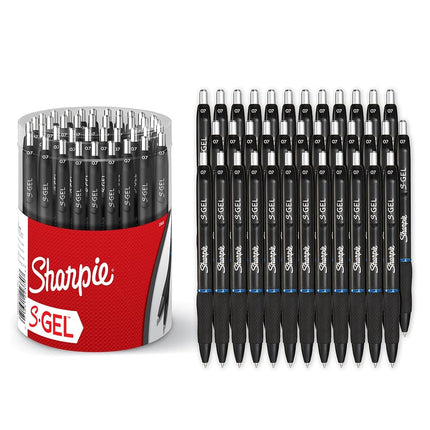 Sharpie S-Gel Pens, Medium Point (0.7mm), Blue Gel Ink Pens for Writing, Note Taking, Office Supplies, Smudge-Free, Smudge-Free, 36 Pack
