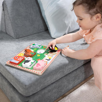 Melissa & Doug Farm Wooden Chunky Puzzle (8 pcs) Farm Animal Toys For Kids, Wooden Puzzles For Toddlers Ages 2+ - FSC Certified