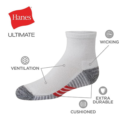 Hanes Ultimate Garçons Chevilles, Paquet de 10 Blanc Petit
