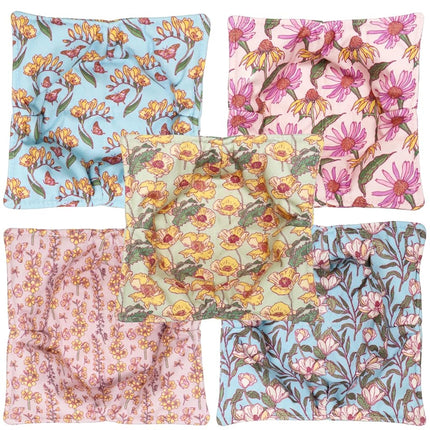 ROGITU Cotton Microwavable Bowl Cozy, Microwave-Safe Hot Bowl Holders, Soup Bowl Cozy Hot Pads (Vintage Floral)