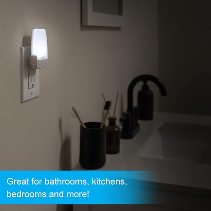 GE LED Night Light, Plug-in, Dusk to Dawn Sensor, Cool White, Ambient Lighting, Ideal for Kids Adults Bedroom, Bathroom, Nursery, Kitchen, Hallway, 55992, 4 Count