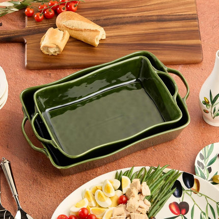Verde Medium Rectangular Stoneware Baker – 14” x 8.75” x 2.75” – 96oz Deep Dish for Casseroles, Lasagna & Roasting – Oven, Microwave & Dishwasher Safe – Stylish Oven-to-Table Bakeware