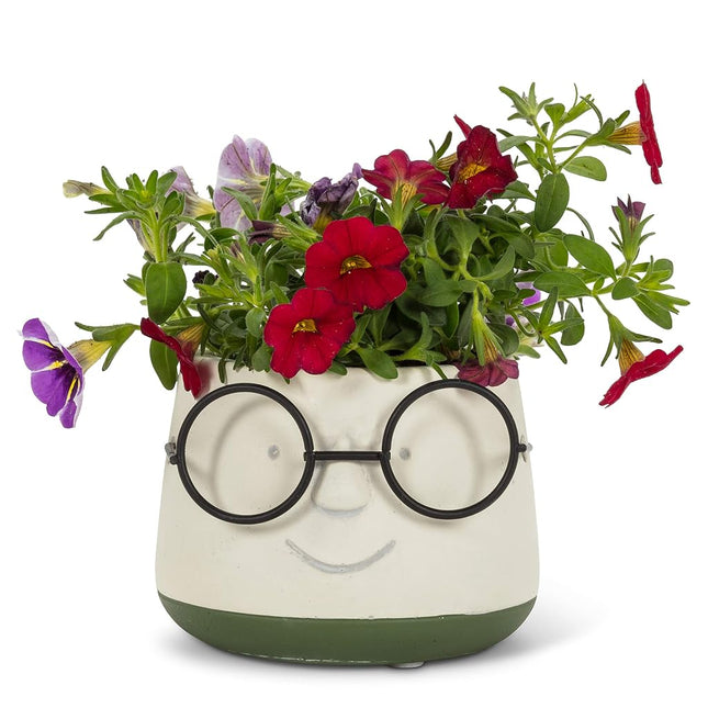 Abbott Collection Small Face Planter with Glasses-3.5" D