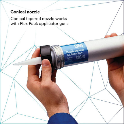 3M Flex Pack Nozzle, 08188, Applies One-Part Urethane Adhesives/Seam Sealers, 25/Carton White