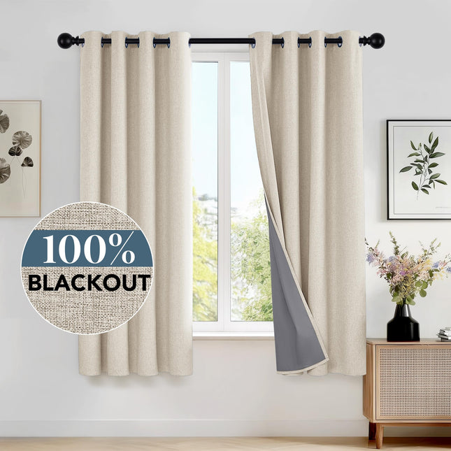 Cortinas Opacas Deconovo con Apariencia de Lino, Aislantes Térmicas con Ojales para Dormitorio y Sala, Lila 52 An. x 54 L 2 Paneles