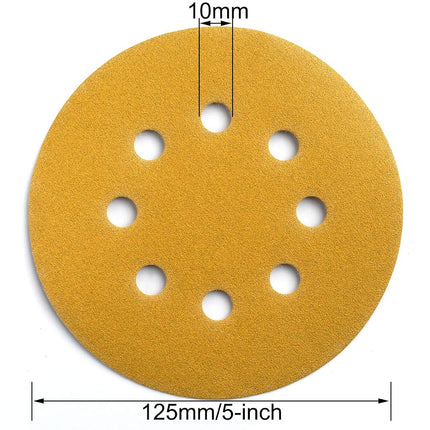 Aiyard 5-Inch 8-Hole Hook and Loop Sanding Discs 180-Grit, 50-Pack