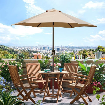 Blissun - Paraguas de patio de 7 pies, bot�n inclinable para patio, manivela (bronceado)