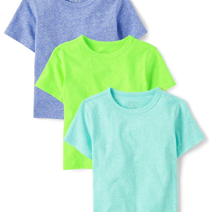 The Children's Place Baby Toddler Boys Short Sleeve Crew Neck Tees, Blue 3-Pack, 12-18 Months