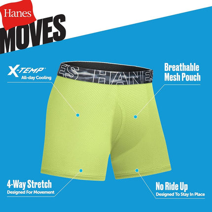 Hanes Boys' Big Performance Tween Boxer Brief Pack, Ropa Interior Elástica de Malla X-Temp, Negro, Paquete de 6, Negro/Azul/Verde/Gris - Paquete de 6, Grande