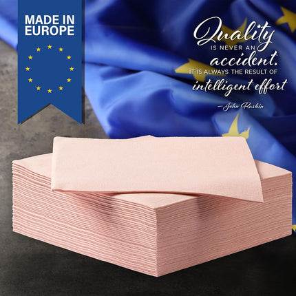 Mellow Rose Linen-Feel Dinner Paper Napkins, For Dinners Parties and Catering Supplies, Disposable and Fully Biodegradable Airlaid Napkins, 60 Pack