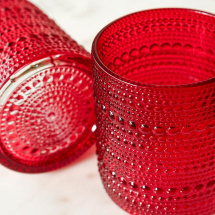 Kate Aspen Hobnail Beaded Red Drinking Glasses Set of 6, (10 oz) Vintage Glassware Set Cocktail Glass Set, Juice Glass, Water Cups | Makes A Great Hostess Gift or Gift for New Home Owners