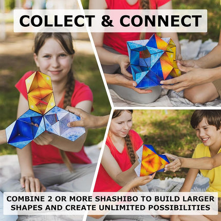 SHASHIBO Shape Shifting Box - Award-Winning, Patented Fidget Cube w/ 36 Rare Earth Magnets - Transforms Into Over 100 Shapes, Download Fun in Motion Toys Mobile App (Holographic - Solar)