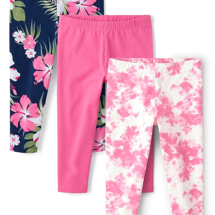 The Children's Place Girls' Capri Leggings 3 Pack, Pink, X-Small