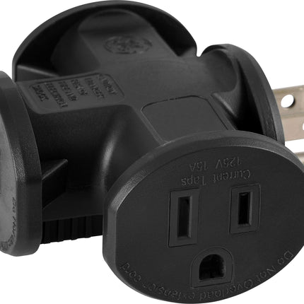 GE 3-Outlet Grounded T-Shaped Tap Adapter, Heavy D