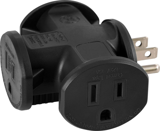 GE 3-Outlet Grounded T-Shaped Tap Adapter, Heavy D
