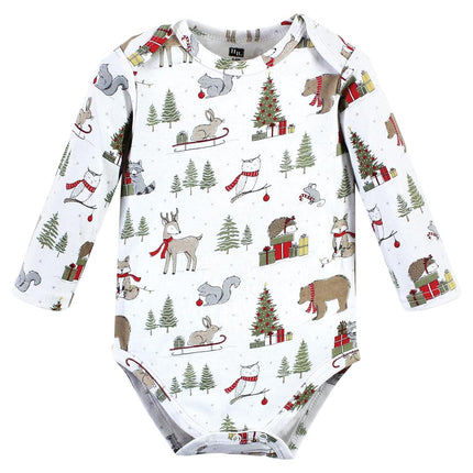 Hudson Baby mamelucos de algodón de manga larga unisex para bebé, motivo navideño de bosque, de 0 a 3 meses