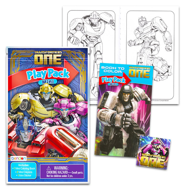 Transformers Mini Birthday Party Favors Set for Kids - Bundle with 24 Transformers One Mini Play Packs with Coloring Pages, Stickers, Crayons , Loot Bags | Transformers Birthday Party Supplies