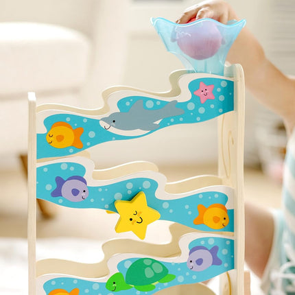 Melissa & Doug Rollables Wooden Ocean Slide Infant and Toddler Toy (5 Pieces) Ocean Themed Toys For Toddlers, Early Learning Toys For Infants And Toddlers Ages 1+ - FSC Certified - FSC Certified
