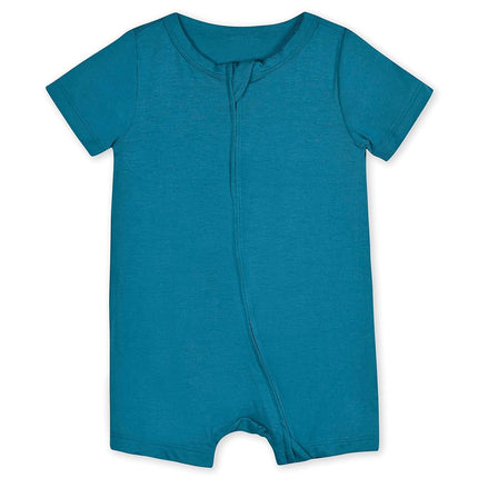 Gerber Unisex Baby Buttery Soft Short Sleeve Romper with Viscose Made from Eucalyptus, Ocean Teal, 6-9 Months