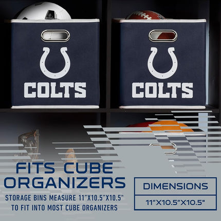 Franklin Sports NFL Indianapolis Colts Collapsible Storage Bin NFL Folding Cube Storage Container Fits Bin Organizers Fabric NFL Team Storage Cubes One Size