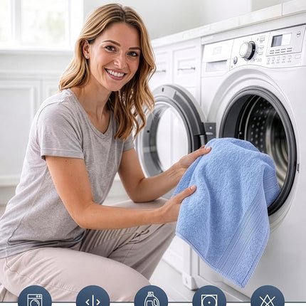 Lane Linen 100% Cotton Hand Towels for Bathroom - 6 Piece Set (16" x 28"), Soft and Highly Absorbent Hand Towels for Bathroom, Hotel & Spa, Perfect Bathroom Hand Towels for Daily Use - Cerulean Blue