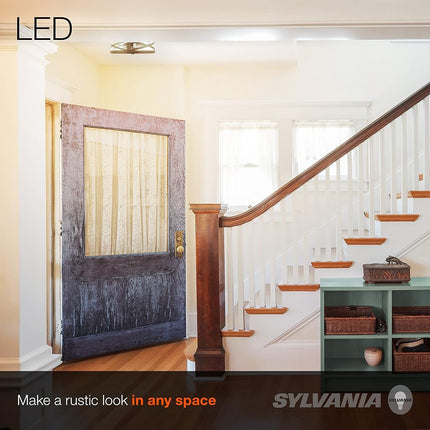Sylvania 60063 Wellesly Seed Drum Light Vintage Fixture, LED, Flush Mount, Dimmable Bulb Included, Antique Black
