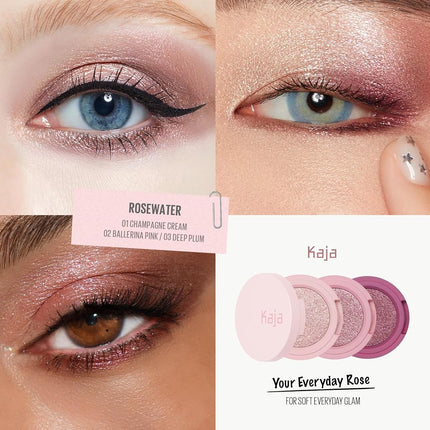 Kaja Beauty Bento Bouncy Eyeshadow Trio - Plum Rosy (01 Rosewater)