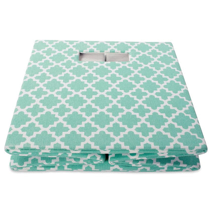 DII Hard Sided Collapsible Fabric Storage Container for Nursery, Offices, & Home Organization, (13x13x13) - Lattice Aqua