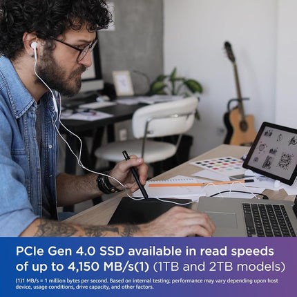 WD Blue SN580 2TB SSD, NVMe SSD, M.2 2280, PCIe Gen3, up to 4150 MB/s read speeds, nCache 4.0 Technology Includes Acronis True Image for Western Digital