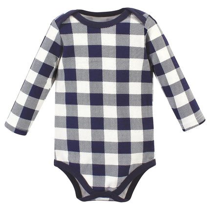 Hudson Baby Unisex Baby Cotton Long-Sleeve Bodysuits, Brown Navy Mamas Boy 3-Pack, Preemie, Brown Navy Mamas Boy 3-pack, Preemie