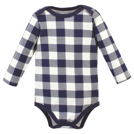 Hudson Baby Unisex Baby Cotton Long-Sleeve Bodysuits, Brown Navy Mamas Boy 3-Pack, Preemie, Brown Navy Mamas Boy 3-pack, Preemie