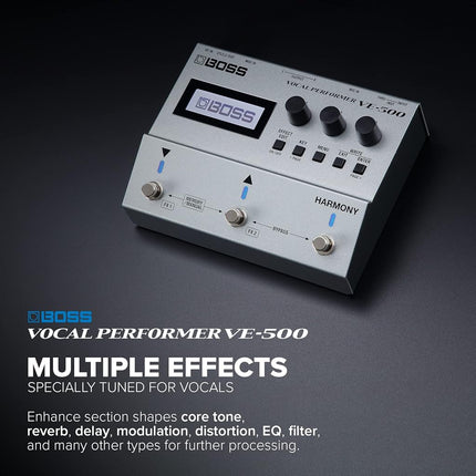 BOSS VE-500 Vocal Performer | Advanced Vocal Multi-Effects Unit for Singing Guitarists | Powerhouse Tools for your Pedalboard | Auto Harmony and Pitch Correction | Guitar Input | Vocoder | Looper